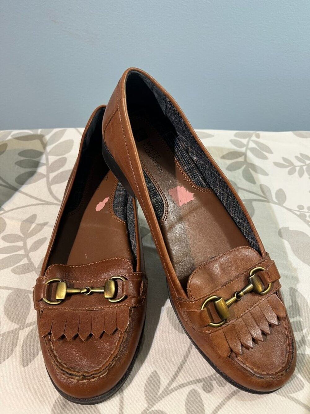 White Mountain Brown Horsebit Loafers Kiltie Fringe Preppy Academia Flats sz 8M